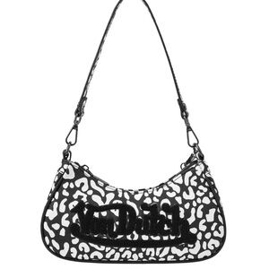 NWT Von Dutch white/black Leopard Print Shoulder Bag With Silver Hardware